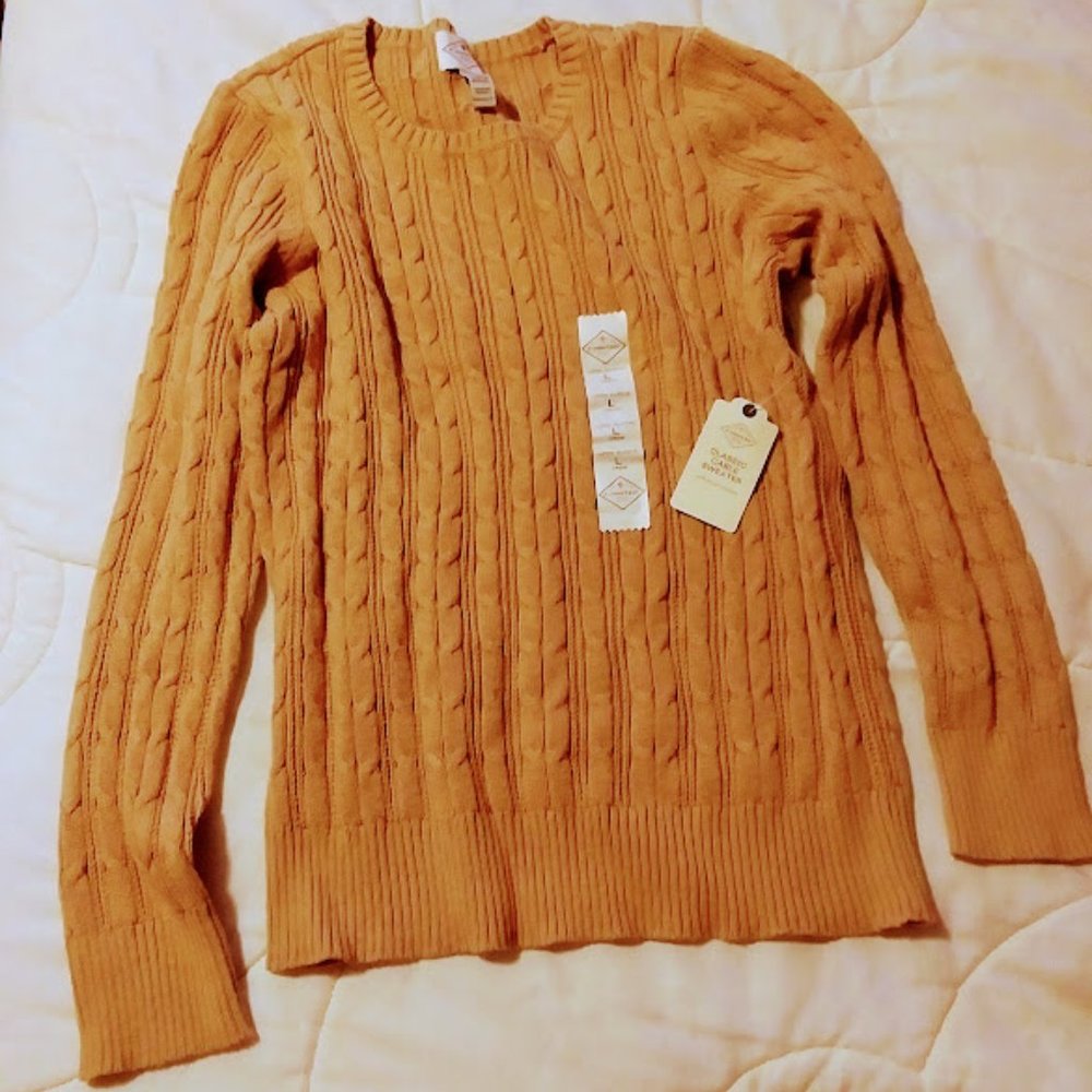 Gold cable knit sweater